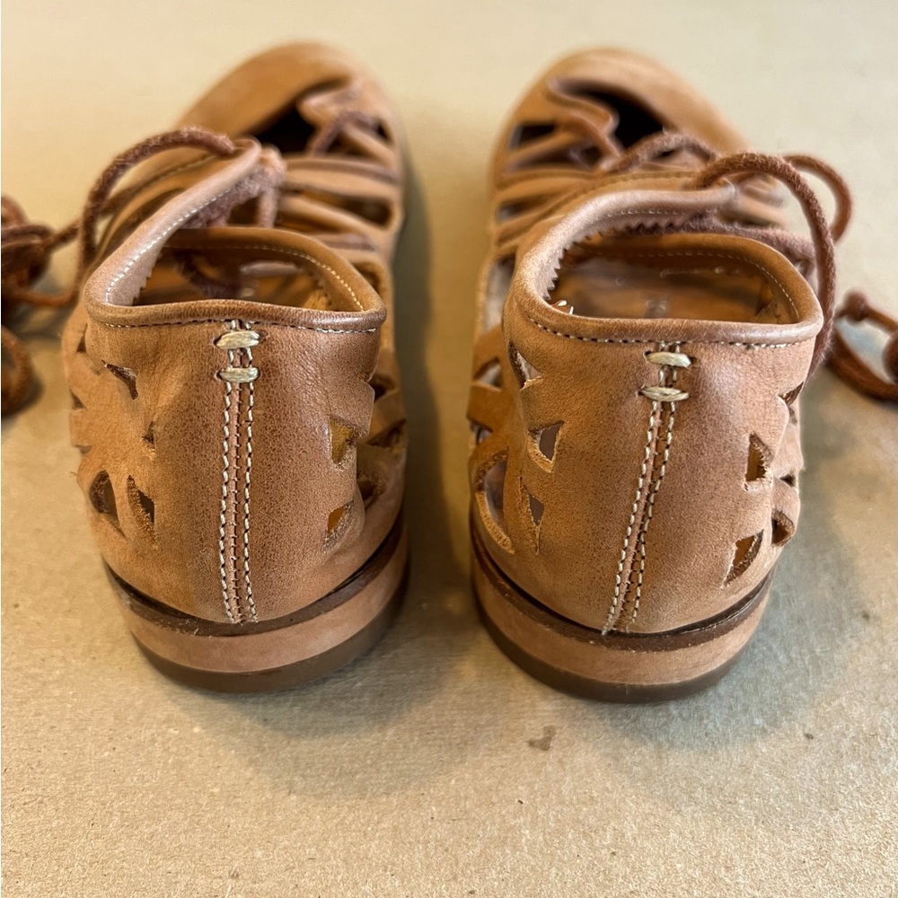 Vivienne Westwood tan leather cut-out lace up sandals - Picture 4 of 8